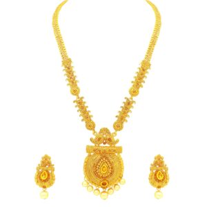 Gold Plated Jewellery Set with Rhinestone